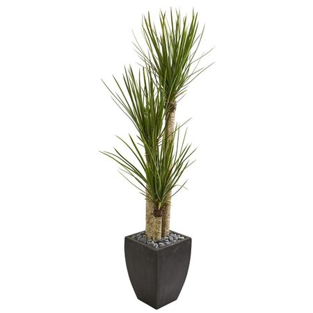NEARLY NATURALS 63 in. Yucca Artificial Tree in Black Planter 9305